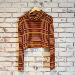 Urban Outfitters UO Striped Cropped Cowl Neck Sweater